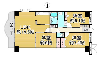 【間取り】 | シャンテ川西1号棟　4階