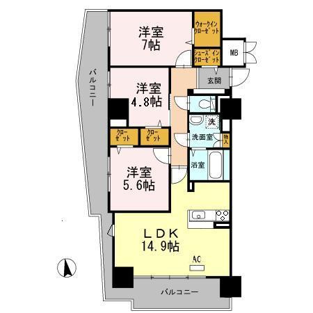 アムシュトラーセの間取り|使いやすい間取りです。