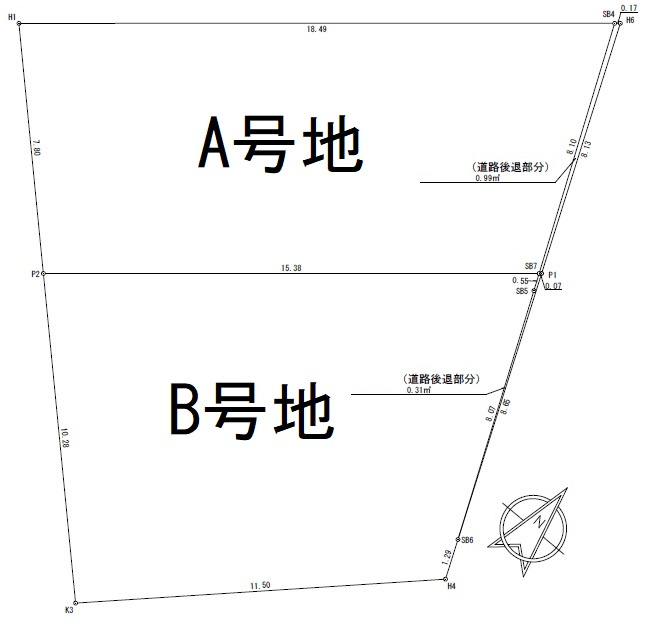 高丸３丁目　土地　２区画の土地図