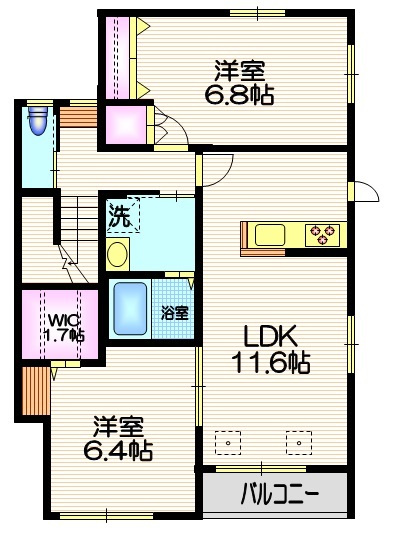 ヘリコニアの間取り|★最上階角部屋3面採光のお部屋です★