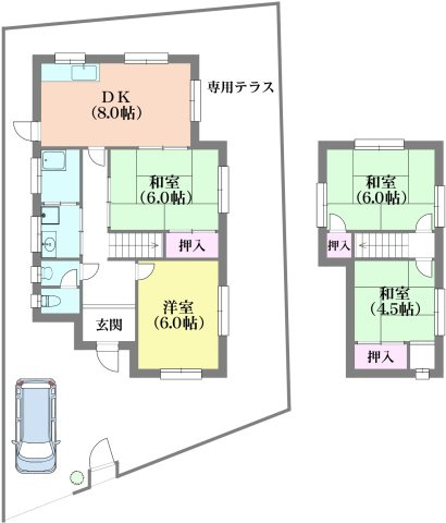 神戸市北区鈴蘭台南町７丁目の一戸建ての間取り