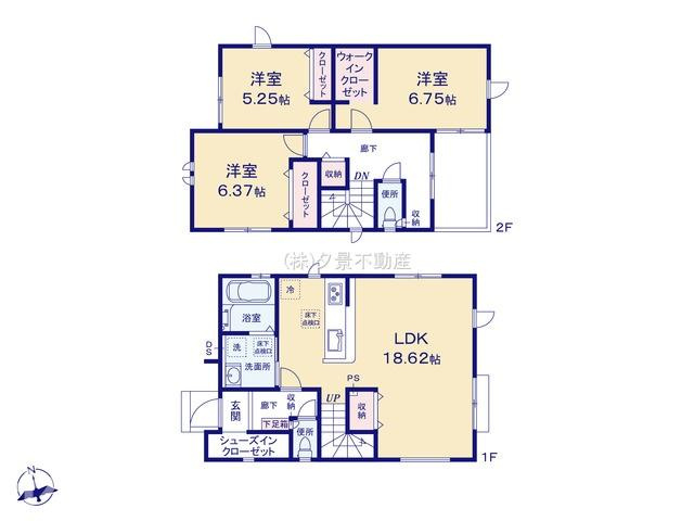 《仲介手数料無料》富士見市羽沢３丁目3-13新築一戸建てグラファーレの間取り