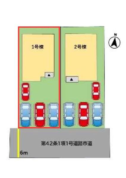 久原北1期1号棟の区画図|※図面と現況が異なる場合は、現況を優先。