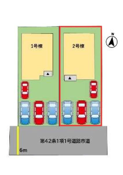 久原北1期2号棟の区画図|※図面と現況が異なる場合は、現況を優先。