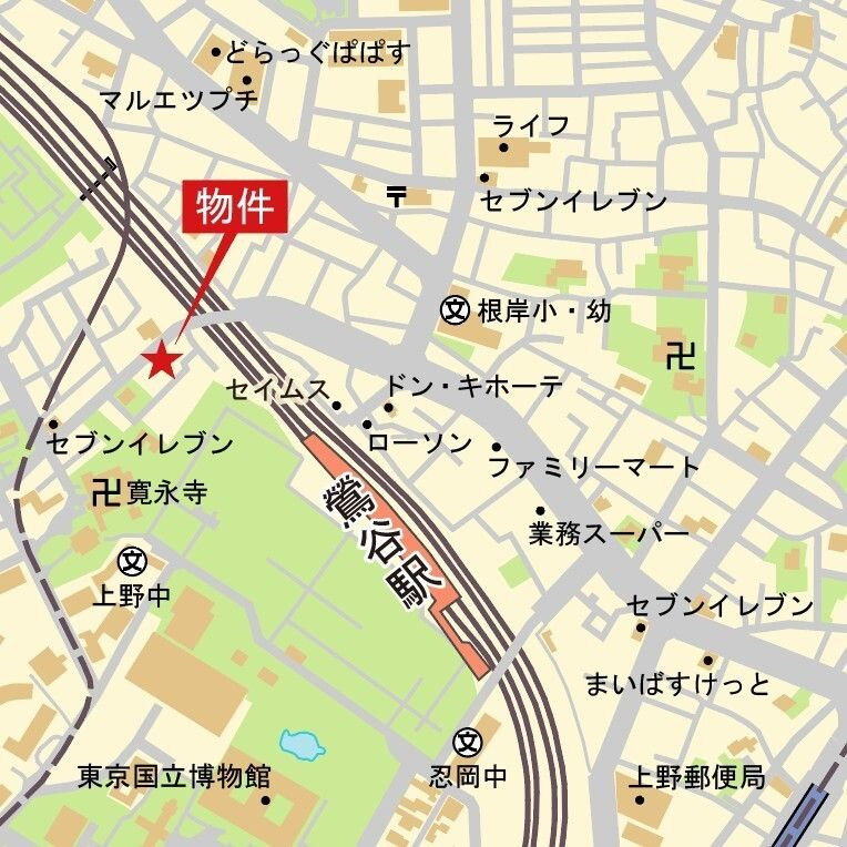 パークキューブ上野桜木の地図