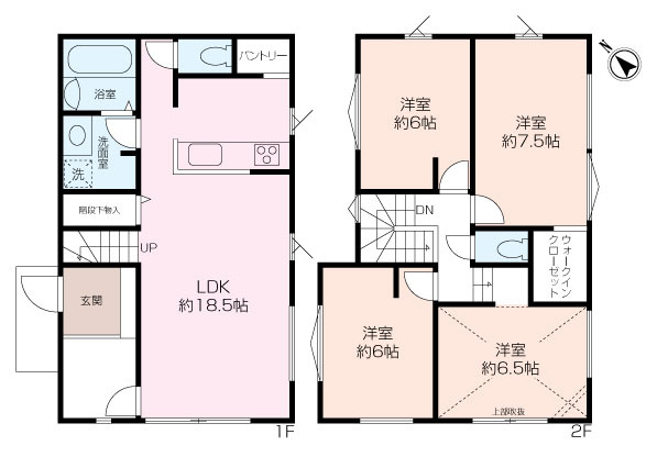 南側道路、二方角地、海老名市大谷南3丁目新築戸建全2棟の画像