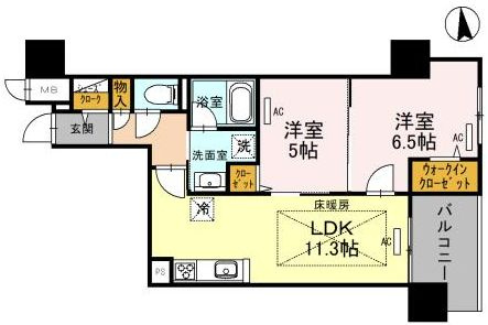 大阪市中央区北久宝寺町４丁目の賃貸マンションの間取り
