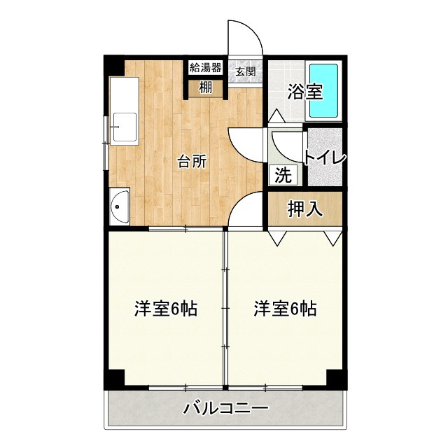 想定年間賃料　1,056万　想定利回り　23.4％　鉄骨造・木造の間取り|スカイハートⅠ