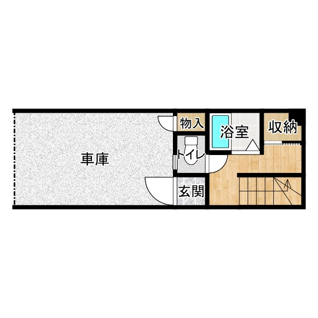 想定年間賃料　1,056万　想定利回り　23.4％　鉄骨造・木造の間取り|スカイハートⅡ　1階