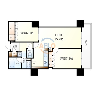 【間取り】 | 阿波座ライズタワーズフラッグ46　ＯＭＰタワー　本田小学校区 | 阿波座ライズタワーフラッグ46　ＯＭＰタワー　間取り