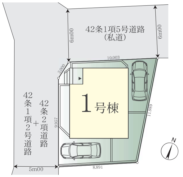 町田市高ヶ坂　新築1棟の区画図