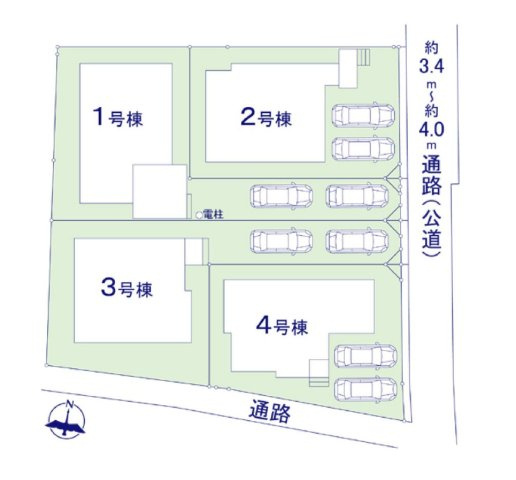 【区画図】 | 福岡市早良区重留1丁目5期　4号棟（全4棟）【仲介手数料無料・0円】 | 区画図です。4号棟