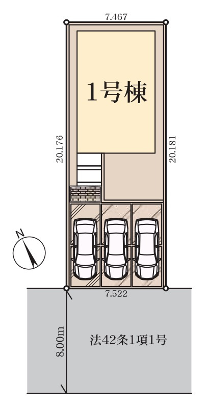 [新築住宅] 熊谷市月見町 第3 全1棟の区画図