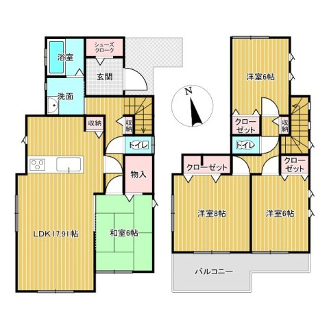 龍ヶ崎市白羽中古戸建の間取り