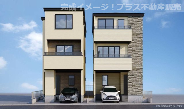 【外観】 | 福岡市博多区那珂1丁目1期　2号棟（全2棟）【仲介手数料無料・0円】 | 現地写真。プラス不動産販売なら、現場の全ての棟をまとめてご見学頂けます。