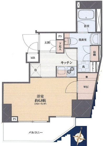 【間取り】 | フェルクルールプレスト池袋WEST | 東南向きのお部屋なので、陽当たり・通風良好です！
