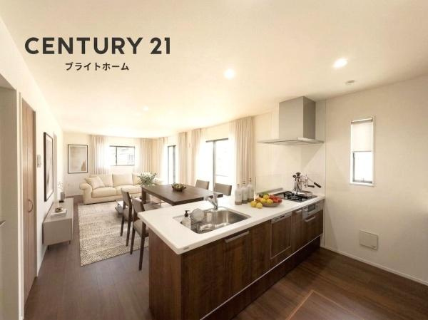 横浜市泉区和泉中央北２丁目の新築一戸建の居間・リビング|窓からは明るい光が差し込みます！
電気をつけなくても明るいです。
※家具等はＣＧでの参考レイアウトです。