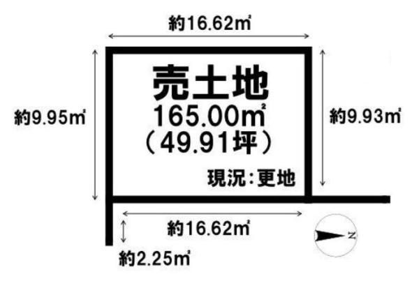 橿原市西池尻町　建築条件なし土地の土地図