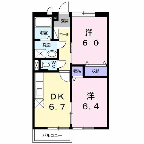 フォンテーヌ・エスト　Ｂ棟の間取り