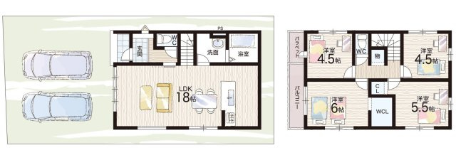 ★大津市別保　第1期　新築一戸建ての間取り|２号地