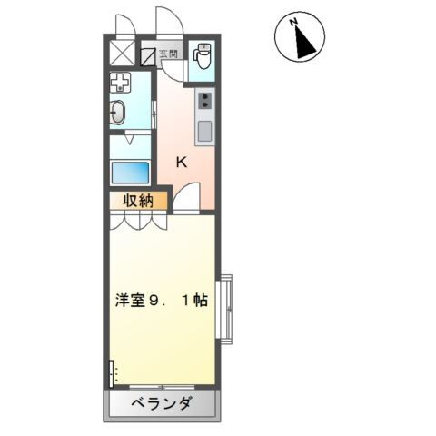 熊本市北区麻生田２丁目のアパートの間取り