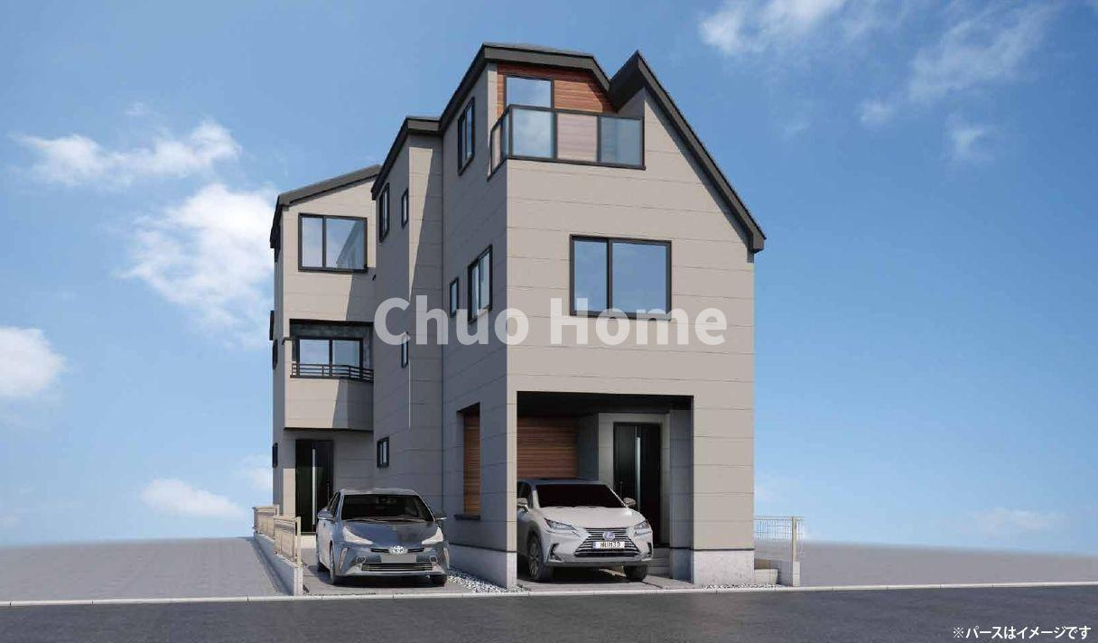 葛飾区亀有4丁目新築分譲住宅の完成予想図|外観パース