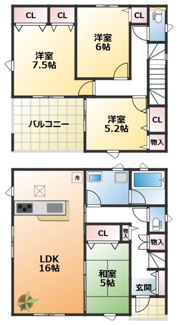 【間取り】 | CRADLE GARDEN小山市横倉第4　1期 | 南向きで日当たり良好な間取りです