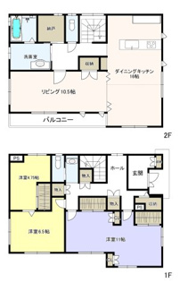 【間取り】 | 太田市新田中江田町　中古戸建 | LDK合わせては広々26.5帖◎
1Fは東南の洋室を仕切れば個室4部屋にできます！
