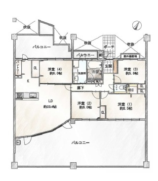 アンビエント西宮仁川アールブリーズの間取り