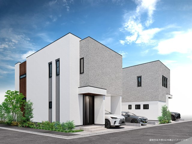 【外観パース】 | 菅野戸呂新築２階建全３棟　未公開物件 | 完成予想パース