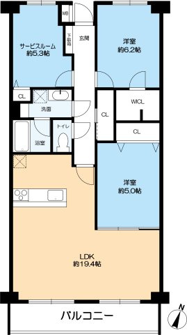 千里中央パーク・ヒルズE棟の間取り|リフォーム済み。３LDK、専有面積80.19㎡(壁芯)　収納スペースも多く、ファミリーでも広々ご利用いただけます。