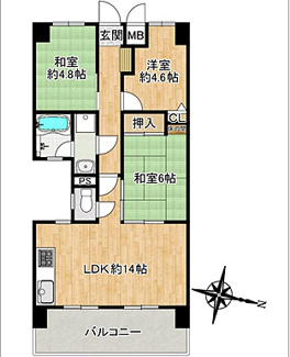 【間取り】 | ライオンズマンション古江ガーデン