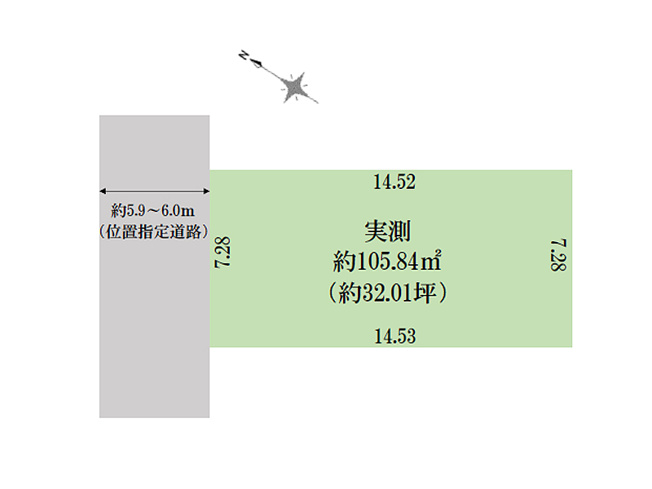 【区画図】 | 朝霞市宮戸3丁目　建築条件無売地　全1区画　(丸井志木店) | 使いやすく、プランの自由度が広がる整形地。建築条件なしのため、お好きなハウスメーカーで理想の住まいを実現できます。