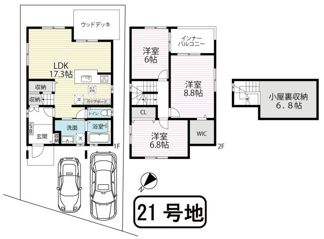 市バス「樋爪」停徒歩６分◆オール電化◆全居室６帖以上◆収納豊富◆伏見区羽束師古川町の間取り