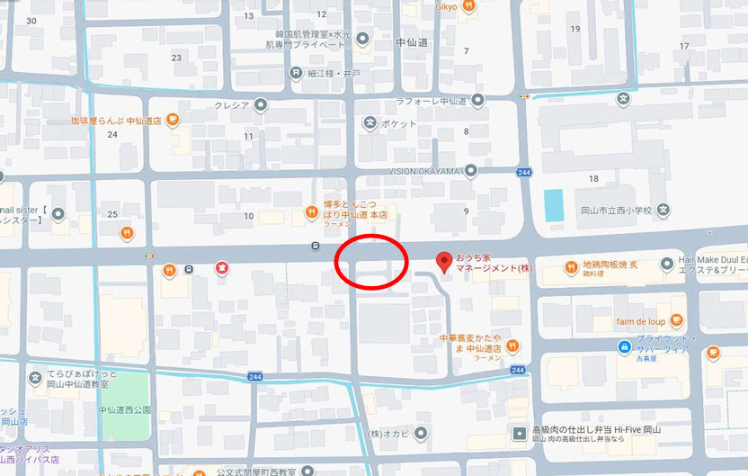 岡山市北区中仙道の地図