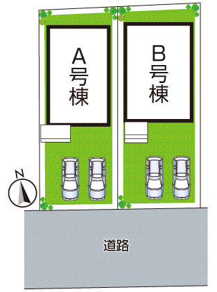 現地案内可能！枚方市長尾東町　新築一戸建ての区画図|全２区画