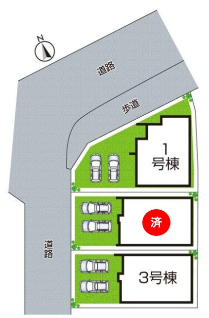 姫路市玉手　第1期　新築一戸建ての区画図|全３区画