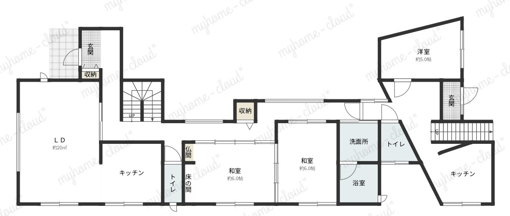 岡山市東区東平島　中古戸建の間取り|１階間取り図（付属建物含む）