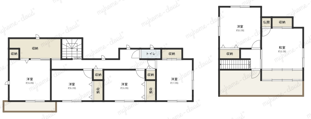 岡山市東区東平島　中古戸建の間取り|2階間取り図（付属建物含む）