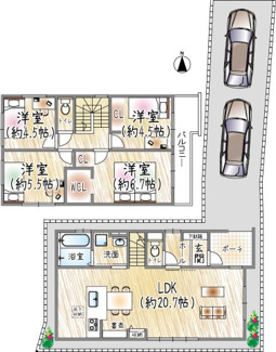【間取り】 | 春日町1丁目 | 2号棟