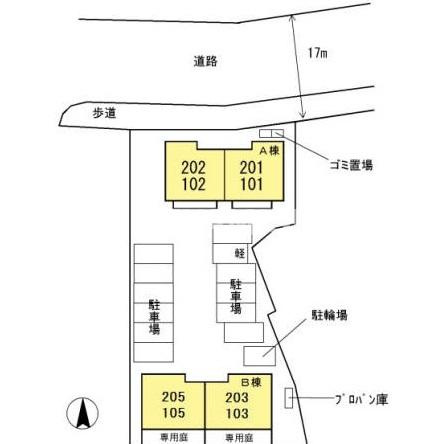 メゾンドラグルⅡ　Ｂ棟の区画図