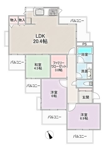 三旺マンション本山の間取り