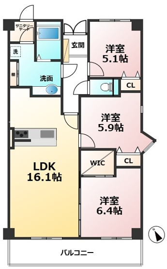 【間取り】 | ソレイユ赤坂南