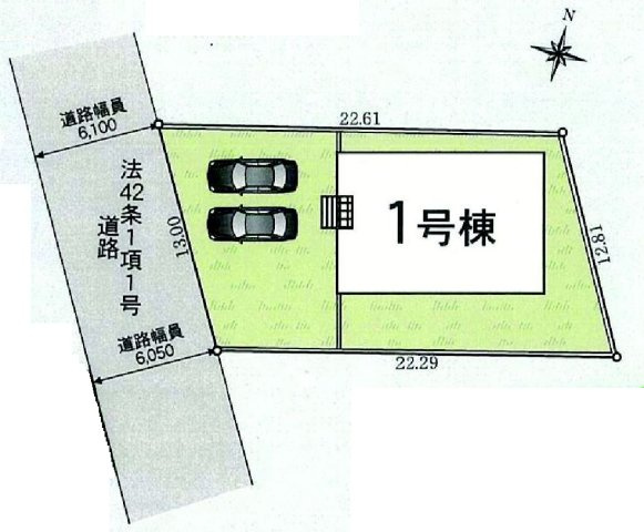 クレイドルガーデン富岡市一ノ宮第2  １号棟の区画図|駐車場2台ご用意しています！来客時も重宝します♪
並列駐車なので、車の出し入れもしやすいですよ！