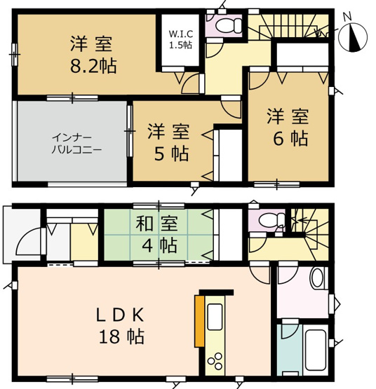 【間取り】 | 【月々５ 万 円 台～・おまとめ不要】古川休塚全3棟　2号棟