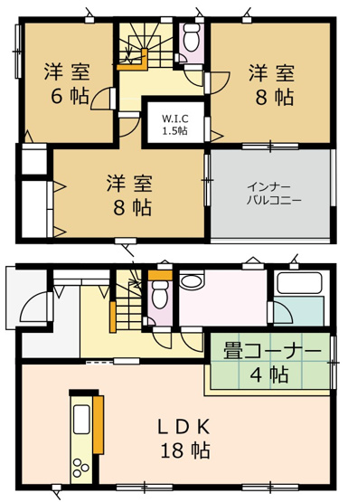 【間取り】 | 【月々５ 万 円 台～・おまとめ不要】古川休塚全３棟　３号棟