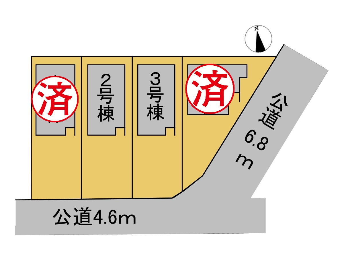 リーブルファイン　岐阜市西川手　全4区画分譲の区画図|■区画図
■YAMADA電機の　ヤマダ不動産　株式会社リライフ　
いつでもお問合わせ下さい。