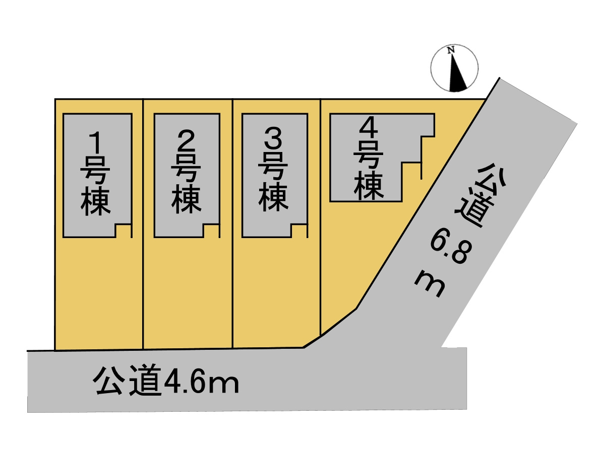 リーブルファイン　岐阜市西川手　全4区画分譲の区画図|■区画図
■YAMADA電機の　ヤマダ不動産　株式会社リライフ　
いつでもお問合わせ下さい。