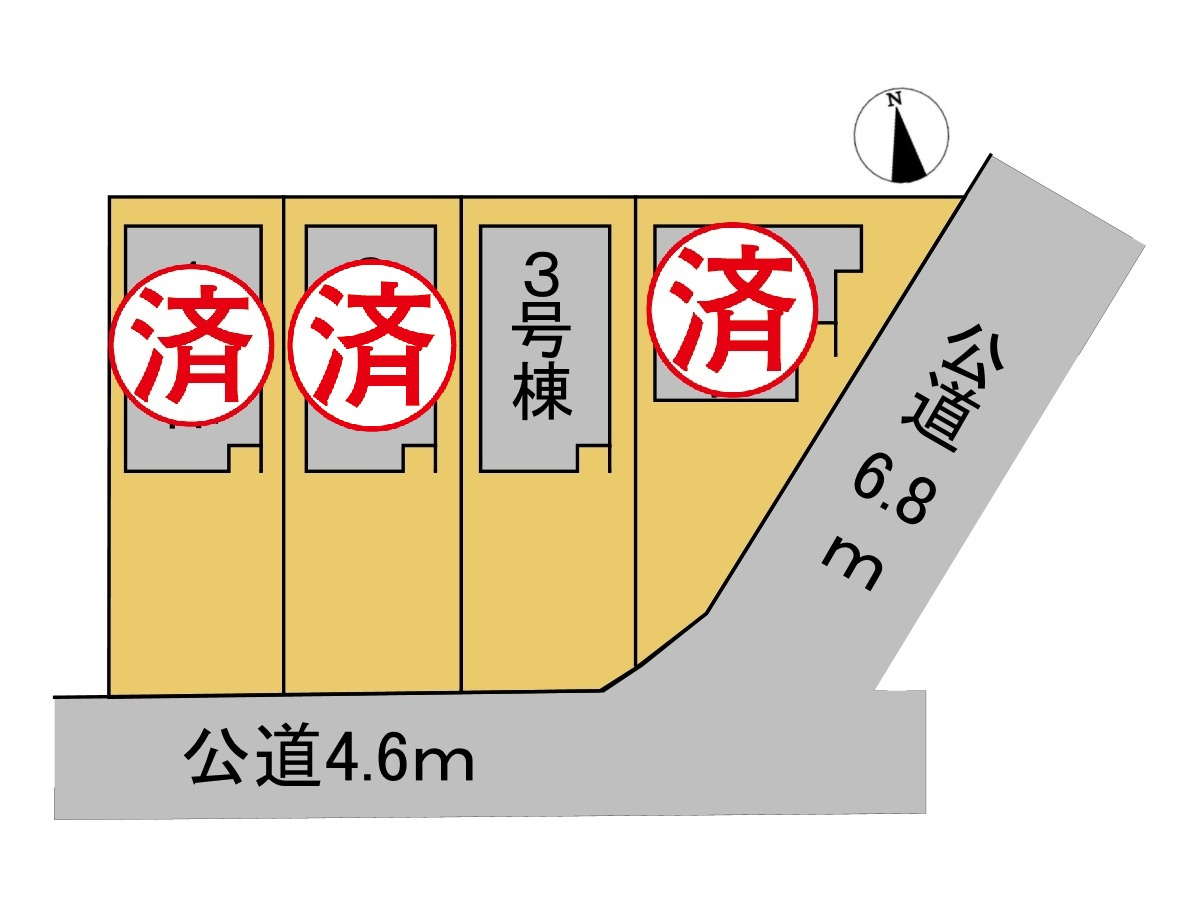 【商談中】リーブルファイン　岐阜市西川手　全4区画分譲の区画図|■区画図
■YAMADA電機の　ヤマダ不動産　株式会社リライフ　
いつでもお問合わせ下さい。
