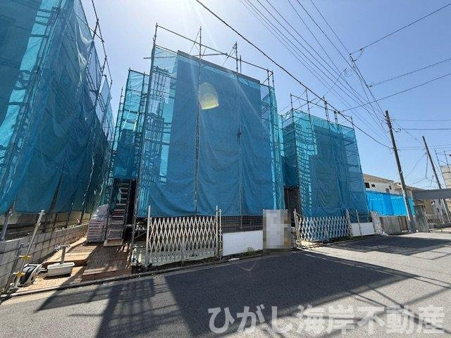 茅ケ崎市柳島海岸　新築戸建　全19区画の外観|4月11日撮影　建築中　現地外観